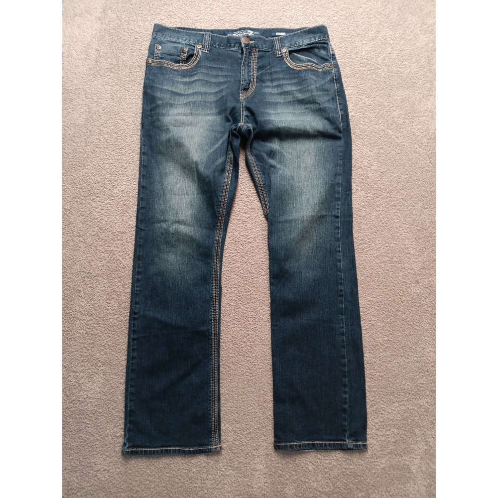 Seven7 Straight Jeans 36x34 Dark Wash Heavy Stitch‎ Western Denim